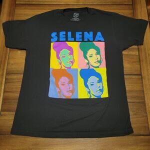 Selena Official Black Unisex Tee Pop Art Design - Size Large